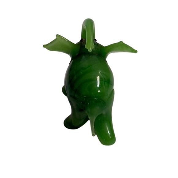 Jade Green Glass Elephant Figurine Trunk Up Lucky 2" - Picture 2 of 5